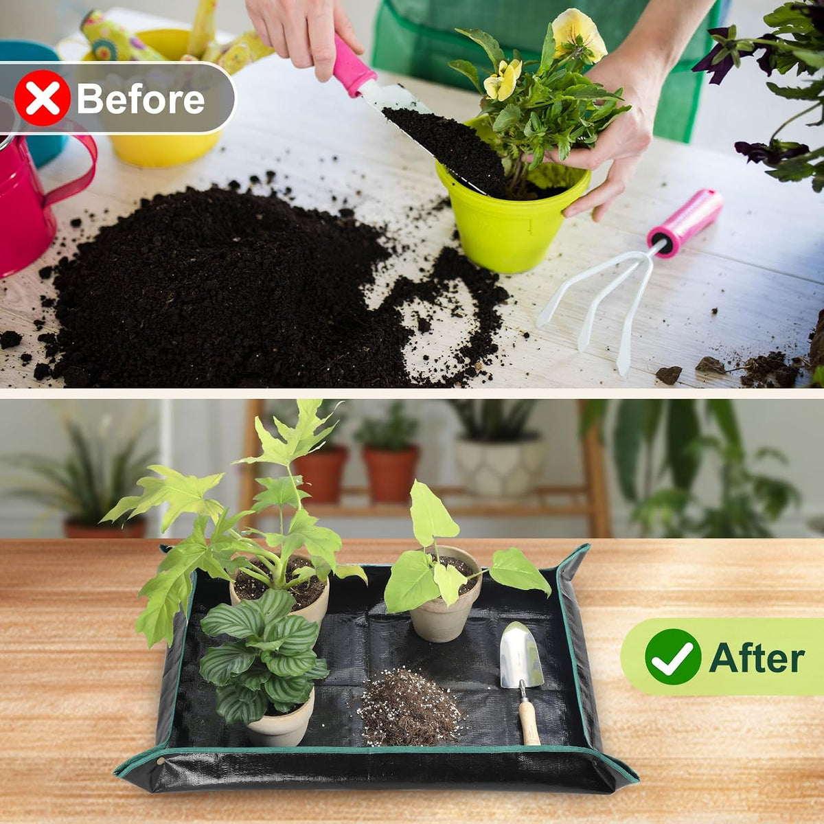 Waterproof Repotting Mat Super Thick for Potting Soil & Mix 26.8"x26.8"