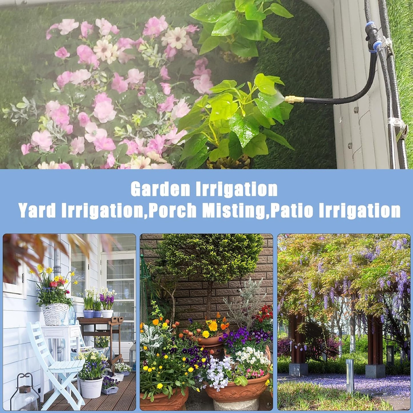 49.21Ft Drip Irrigation Kit System, 360° Bendable Garden Irrigation System