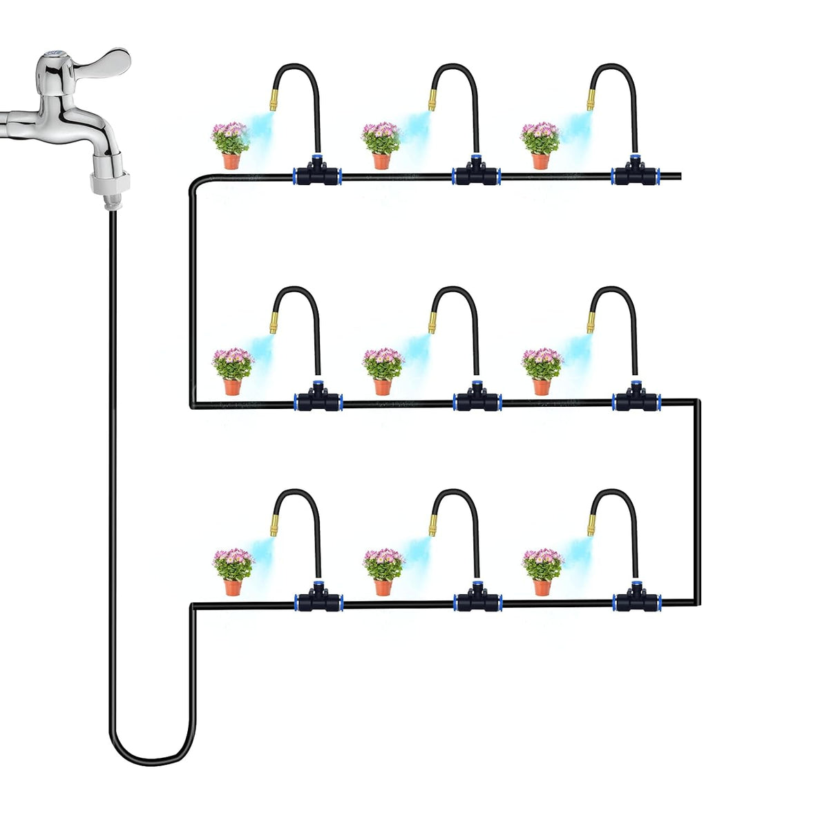 49.21Ft Drip Irrigation Kit System, 360° Bendable Garden Irrigation System