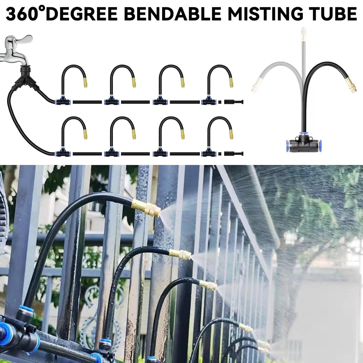 49.21Ft Drip Irrigation Kit System, 360° Bendable Garden Irrigation System