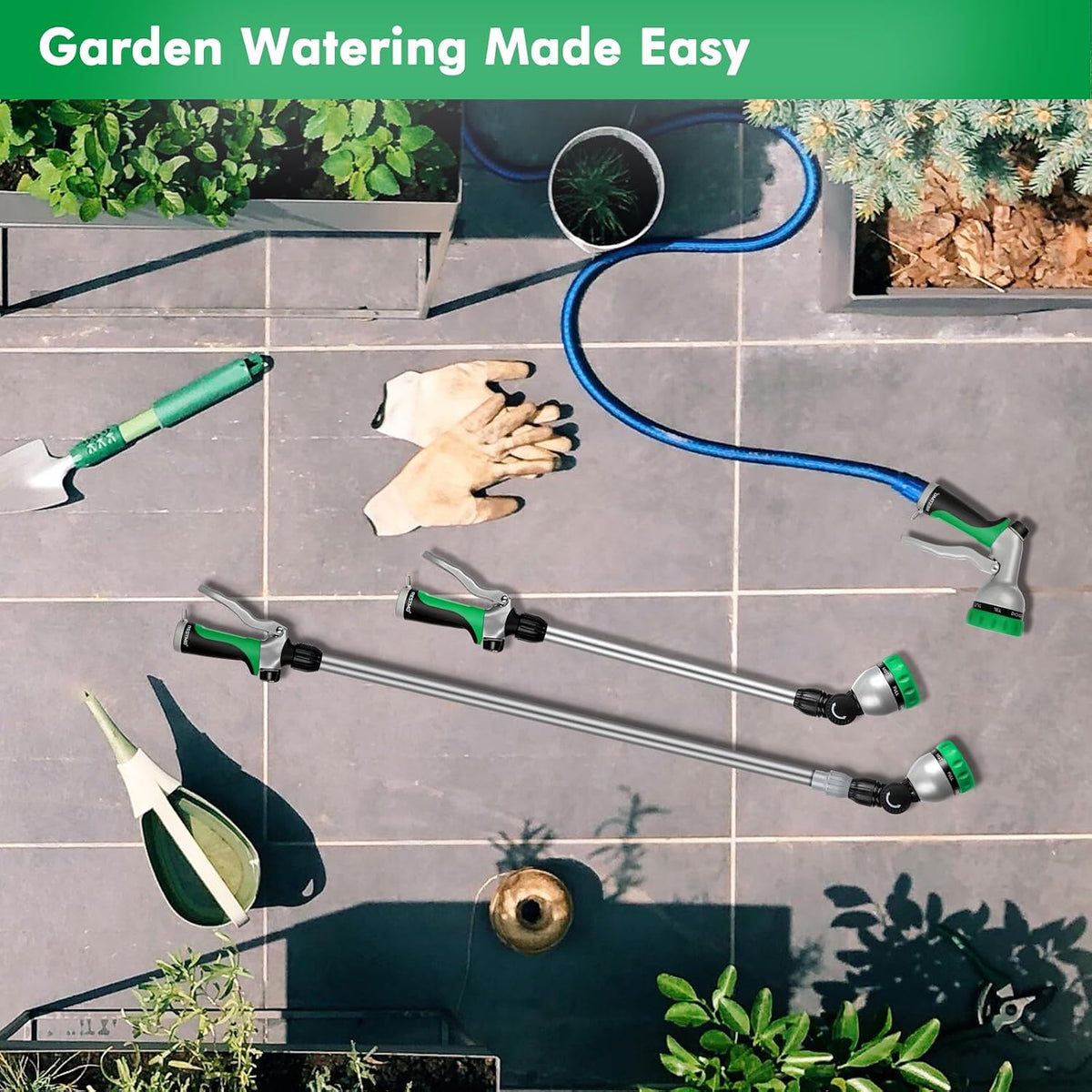 Long Telescopic Watering Wand for Garden Hose, 36”-60” Garden Wand