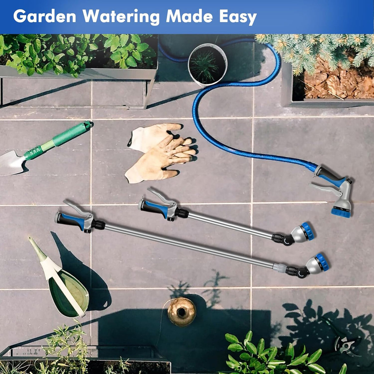 Long Telescopic Watering Wand for Garden Hose, 36”-60” Garden Wand