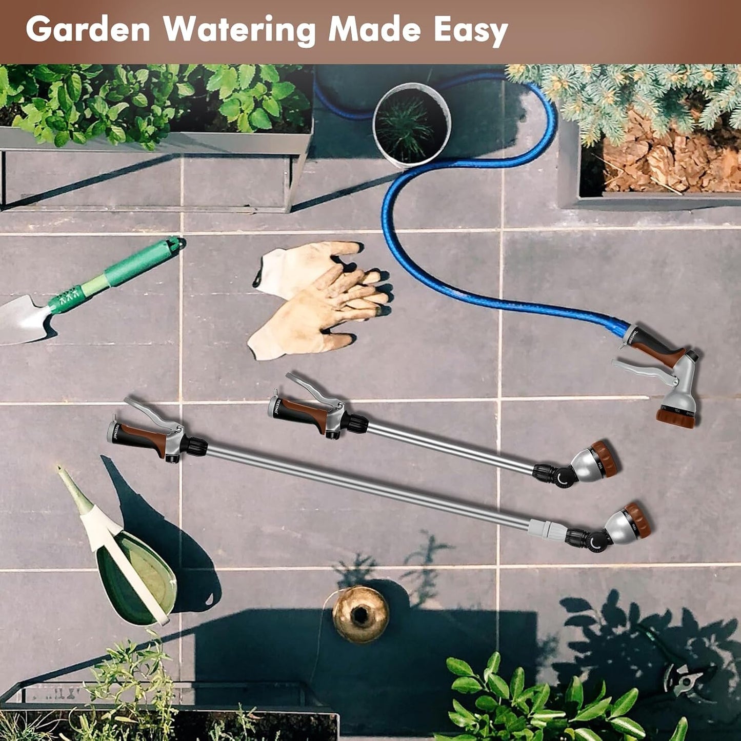 Long Telescopic Watering Wand for Garden Hose, 36”-60” Garden Wand