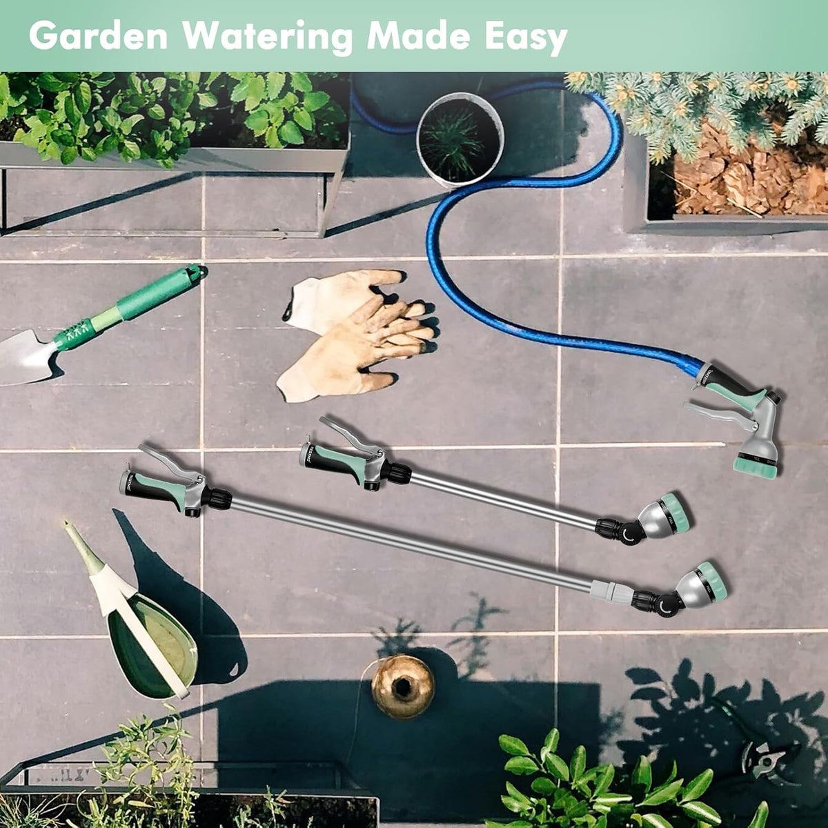 Long Telescopic Watering Wand for Garden Hose, 36”-60” Garden Wand