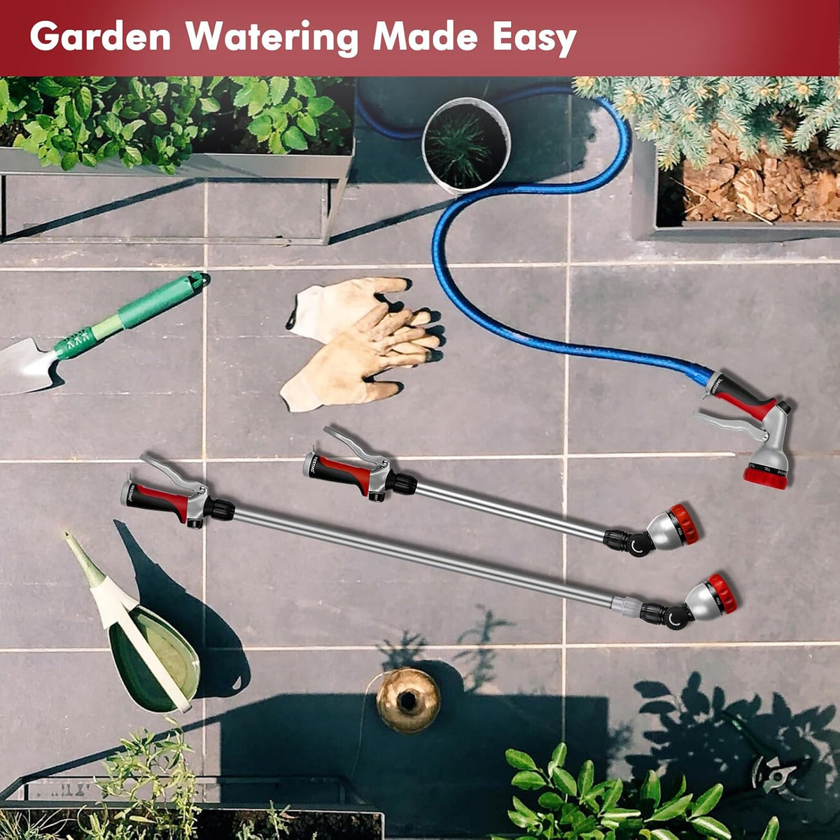 Long Telescopic Watering Wand for Garden Hose, 36”-60” Garden Wand