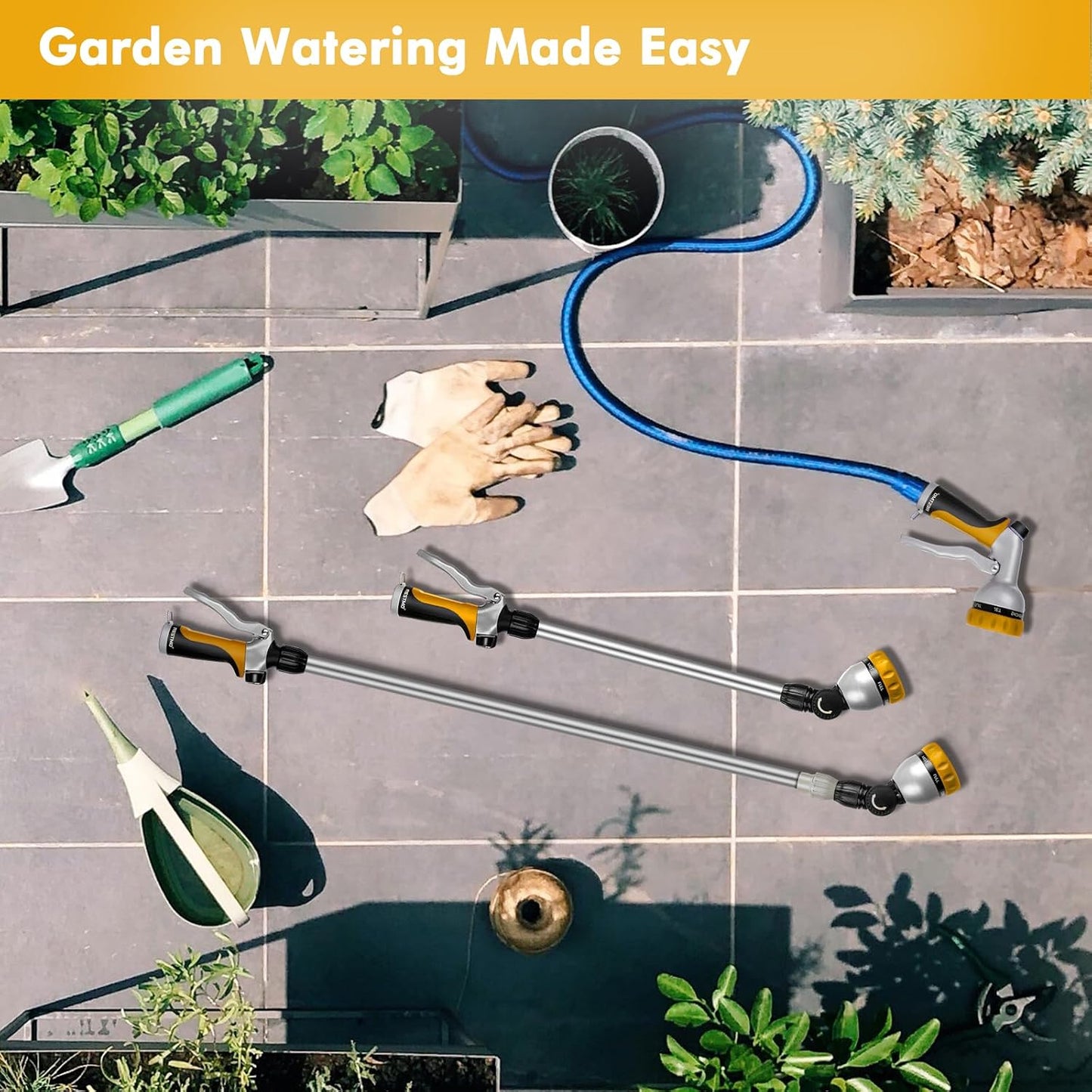 Long Telescopic Watering Wand for Garden Hose, 36”-60” Garden Wand