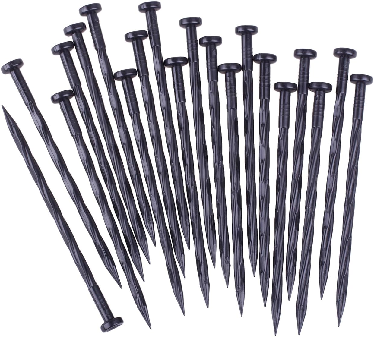 50PCS Landscape Anchoring Spikes, 8 Inch Spiral Plastic Landscape Spikes for Garden Lawn Yard, Paver, Weed Barrier, Artificial Turf