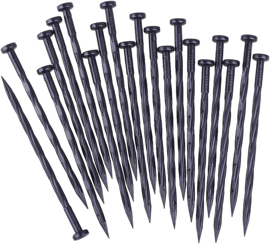 50PCS Landscape Anchoring Spikes, 8 Inch Spiral Plastic Landscape Spikes for Garden Lawn Yard, Paver, Weed Barrier, Artificial Turf