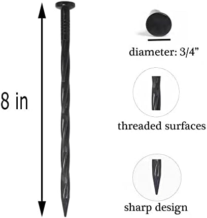 50PCS Landscape Anchoring Spikes, 8 Inch Spiral Plastic Landscape Spikes for Garden Lawn Yard, Paver, Weed Barrier, Artificial Turf