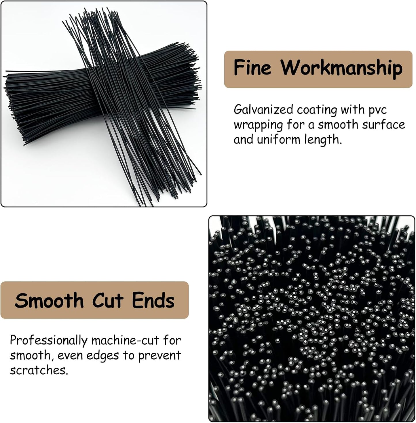 500-Pack Metallic Black Twist Ties – 6-Inch Reusable Cable, Wire & Bag Fasteners with Durable Metal Core