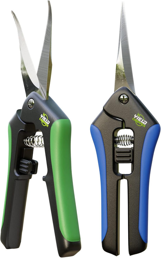 Hydroponic 2Pack Microtip Straight blade/Curved Blade Flower Leaf Trimmer Pruning Shears