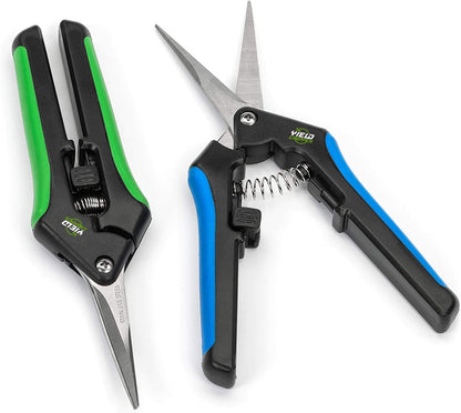 Hydroponic 2Pack Microtip Straight blade/Curved Blade Flower Leaf Trimmer Pruning Shears