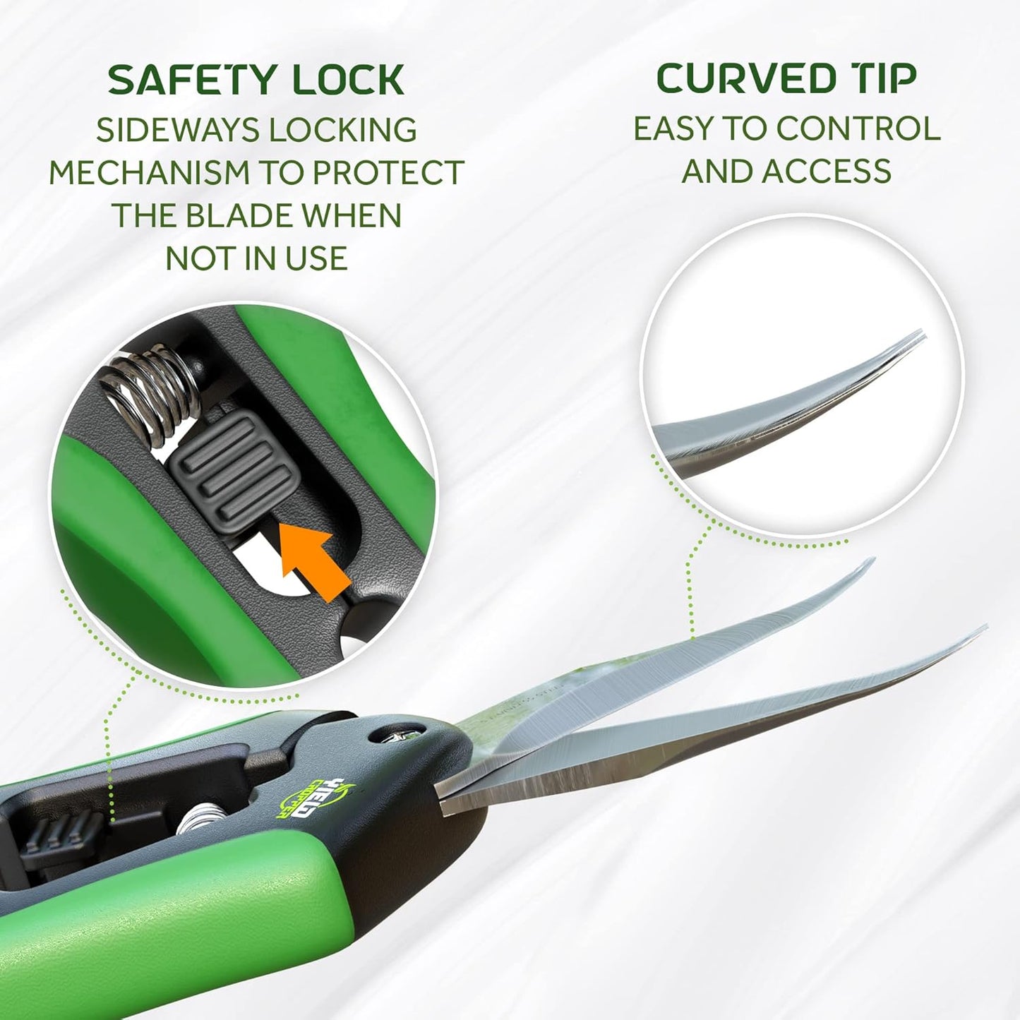 Hydroponic 2Pack Microtip Straight blade/Curved Blade Flower Leaf Trimmer Pruning Shears