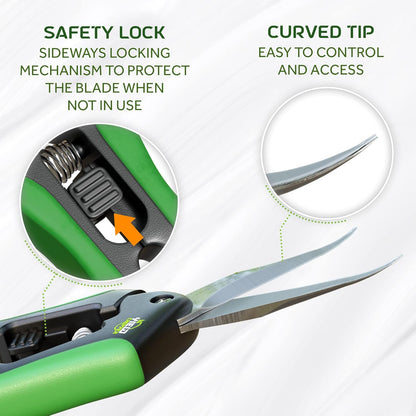 Hydroponic 2Pack Microtip Straight blade/Curved Blade Flower Leaf Trimmer Pruning Shears