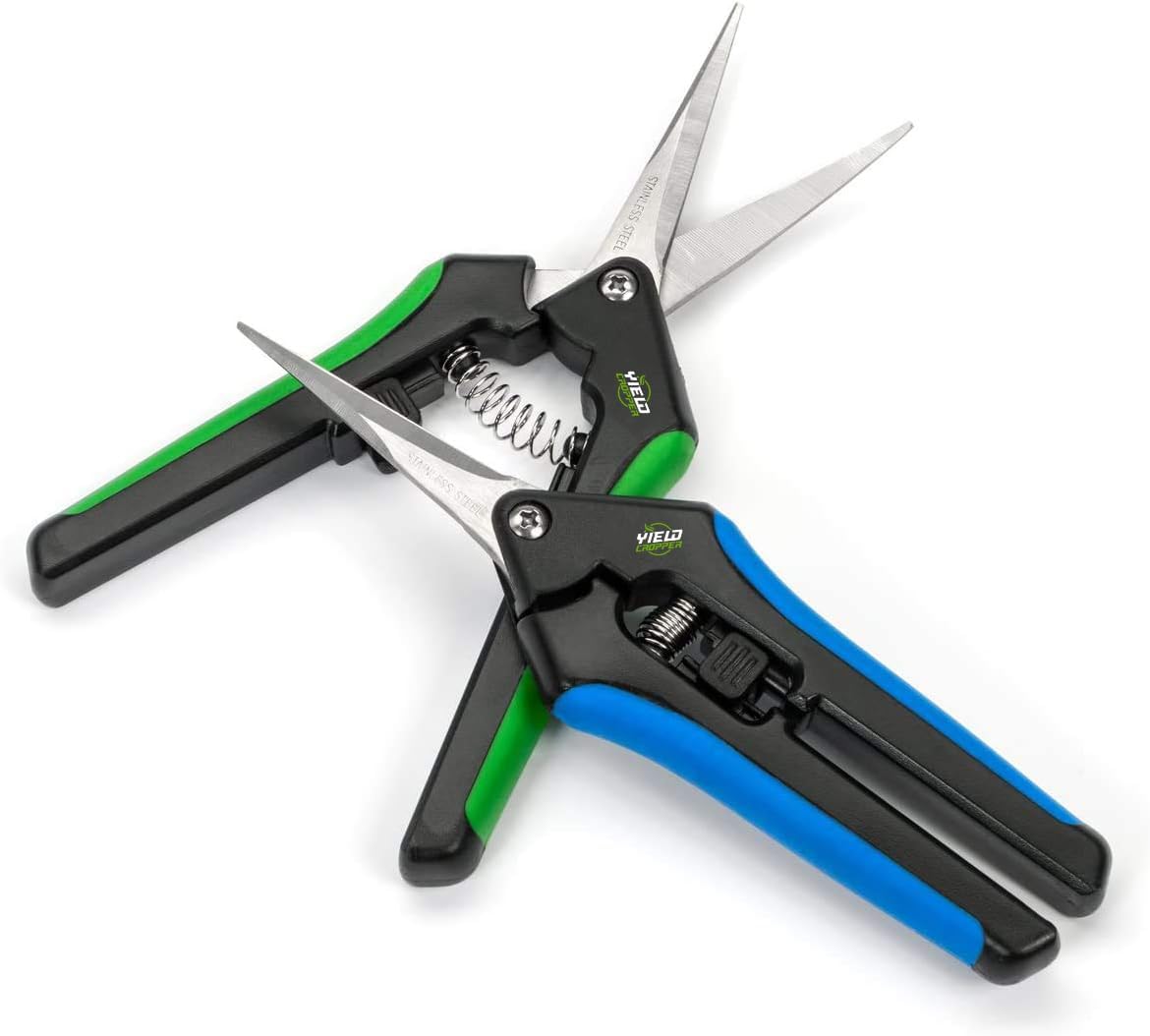 Hydroponic 2Pack Microtip Straight blade/Curved Blade Flower Leaf Trimmer Pruning Shears