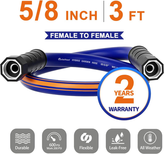 short hose 3 ft x 5/8", Female to Female Hose, Hose Reel Leader Hose, short water hose with Swivel Handle