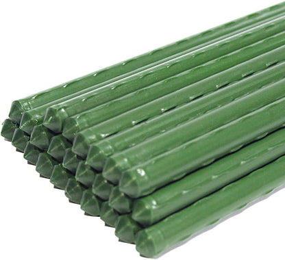 Garden Stakes 6 ft Plastic Coated Steel Tube Sturdy Metal Plant Sticks for Tomato,Cucumber,Bean,Tree,Pack of 25