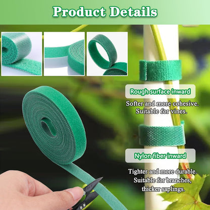 Plant Tape Garden Tape, Plant Ties Tape Garden Ties For Climbing Plants Adjustable Garden Tape For Plants Outside Plant Supports For Growing Reusable Green Garden Plant Tomato Tape (33ft X 1/2inch)