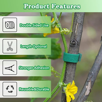 Plant Tape Garden Tape, Plant Ties Tape Garden Ties For Climbing Plants Adjustable Garden Tape For Plants Outside Plant Supports For Growing Reusable Green Garden Plant Tomato Tape (33ft X 1/2inch)