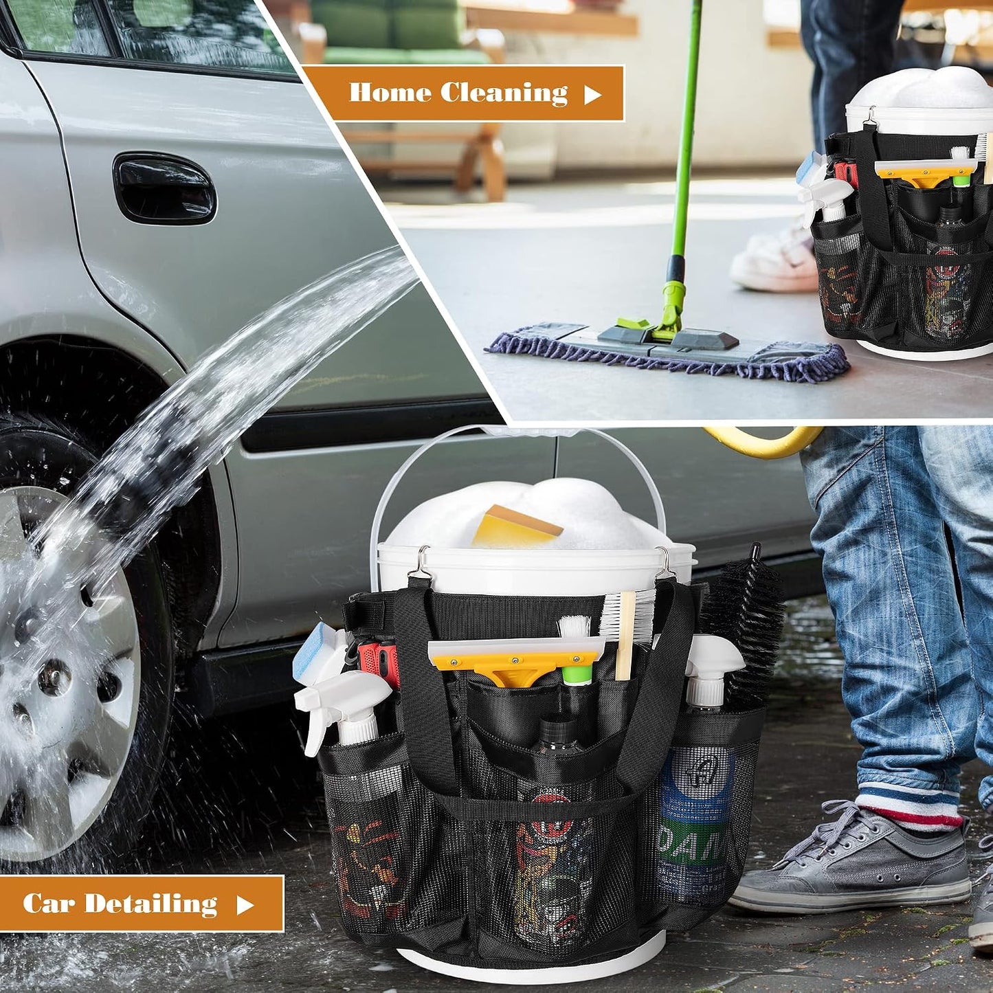 5 Gallon Bucket Organizer with Anti-fall Hooks & Buckle