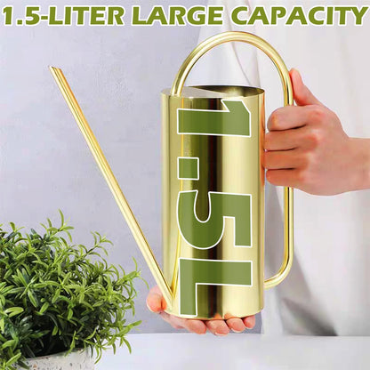 Watering Can Outdoor, 50 oz/1.5L Watering Can with Long Spout and Handle, Stainless Steel Garden Watering Pot for Outdoor and Indoor Plants