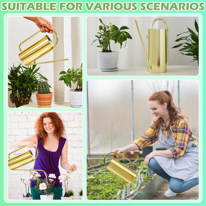 Watering Can Outdoor, 50 oz/1.5L Watering Can with Long Spout and Handle, Stainless Steel Garden Watering Pot for Outdoor and Indoor Plants