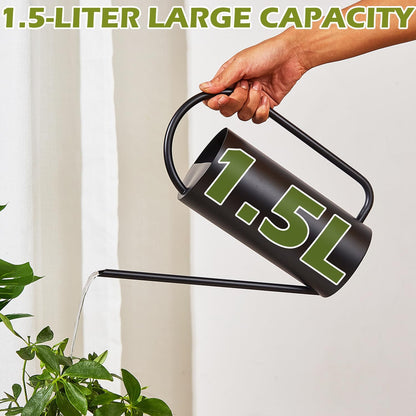 Watering Can Outdoor, 50 oz/1.5L Watering Can with Long Spout and Handle, Stainless Steel Garden Watering Pot for Outdoor and Indoor Plants
