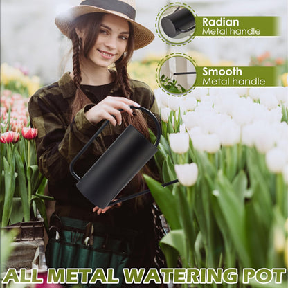 Watering Can Outdoor, 50 oz/1.5L Watering Can with Long Spout and Handle, Stainless Steel Garden Watering Pot for Outdoor and Indoor Plants