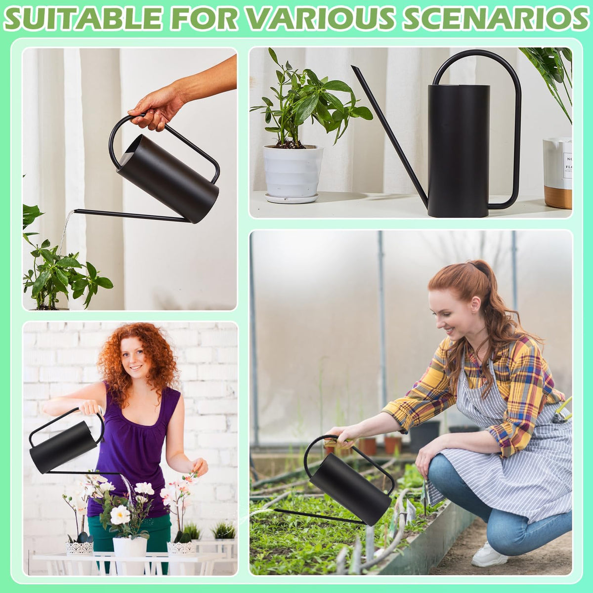 Watering Can Outdoor, 50 oz/1.5L Watering Can with Long Spout and Handle, Stainless Steel Garden Watering Pot for Outdoor and Indoor Plants