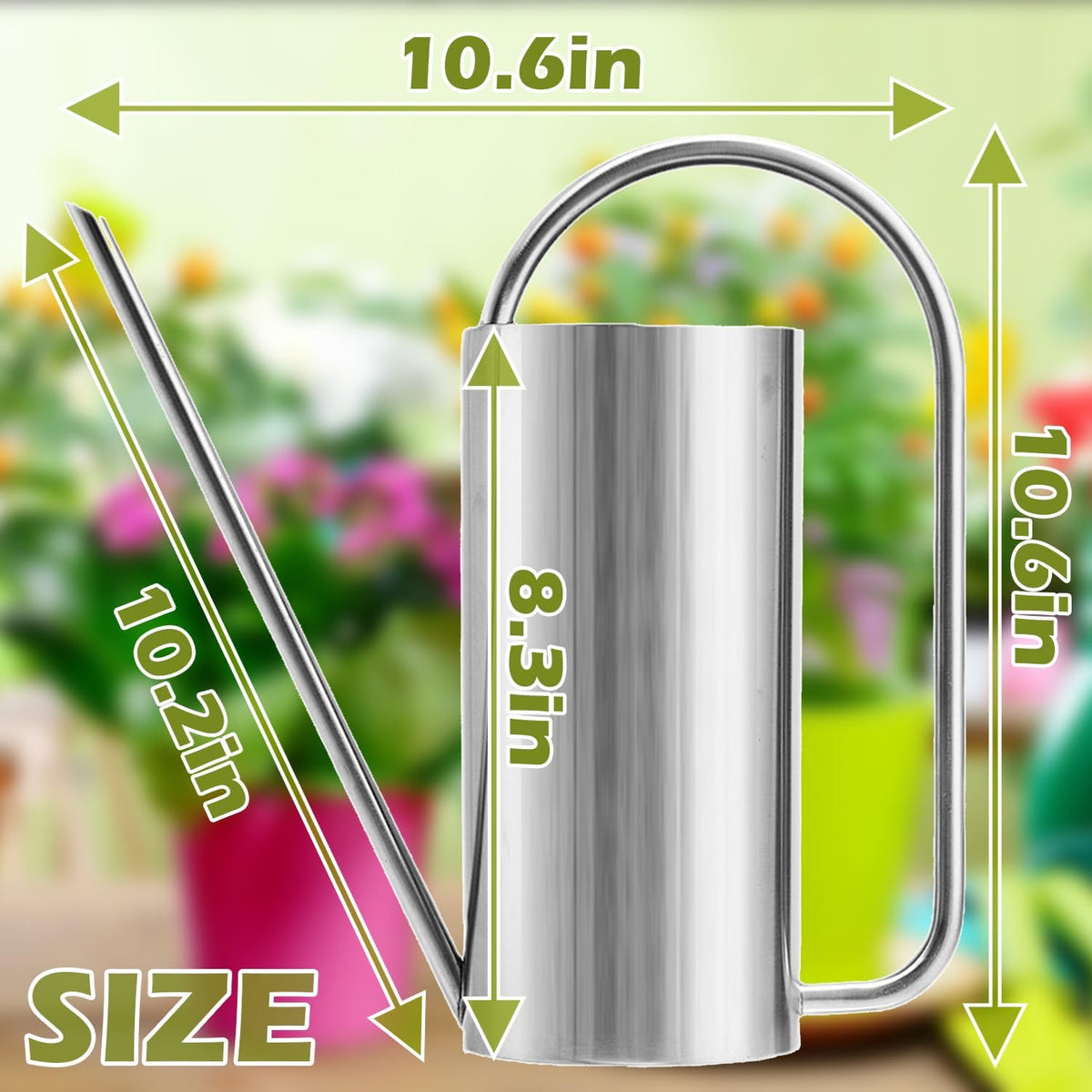 Watering Can Outdoor, 50 oz/1.5L Watering Can with Long Spout and Handle, Stainless Steel Garden Watering Pot for Outdoor and Indoor Plants