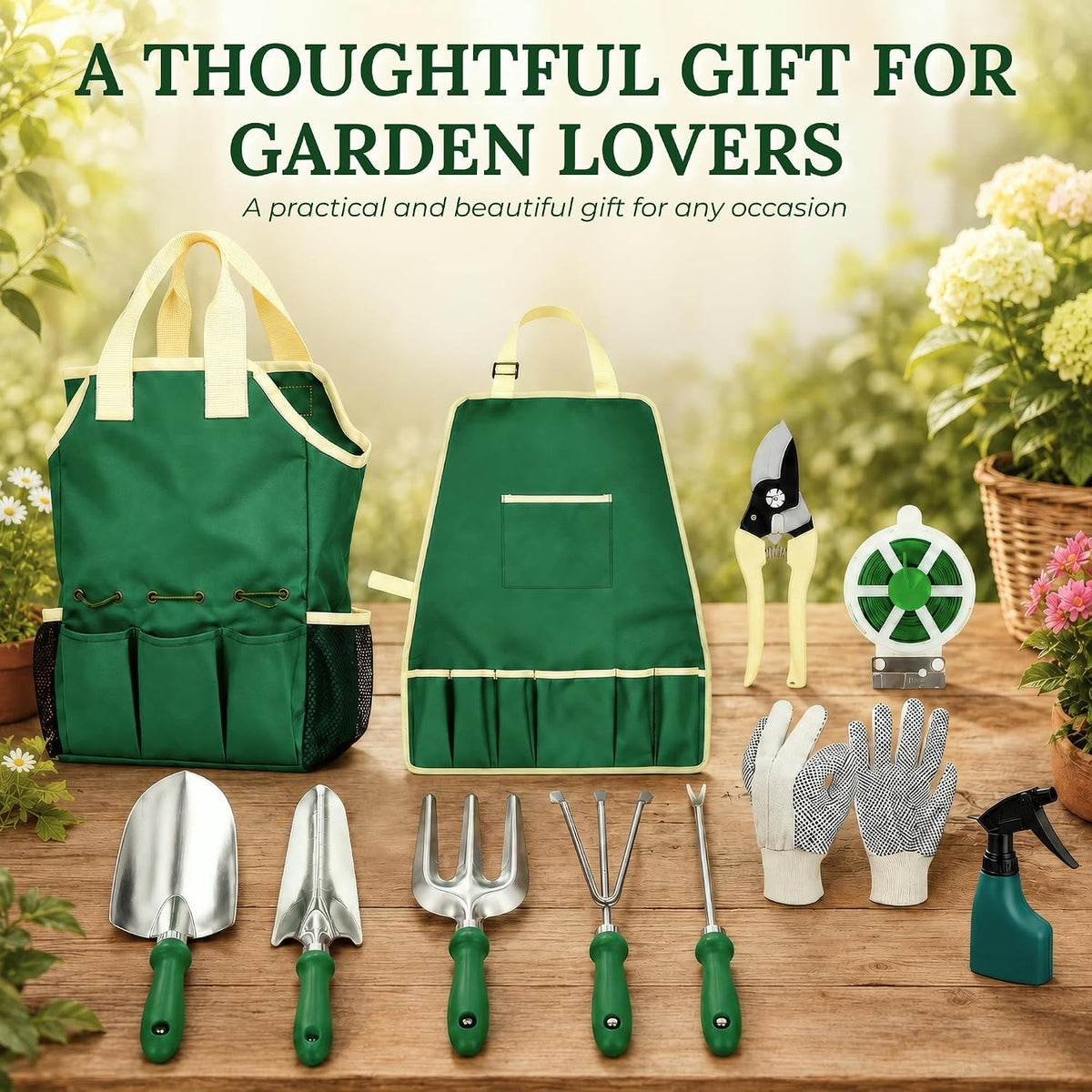 11-Piece Gardening Tool Set – Garden Kit with Tote Bag, Apron & Accessories, Perfect Gardening Gifts for Women, Moms, and Beginners