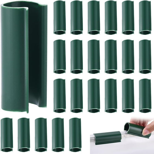 32Pcs Greenhouse PVC Pipe Clips Pool Cover Clamps Garden Row 2.4 Inch Plastic Dark Green Tube Pool Awning Pipes Covers Clamps for Shelters Garden Hoops Row Nets Bird Protection
