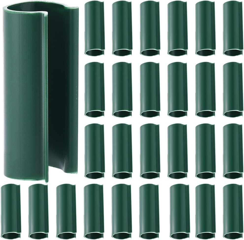 32Pcs Greenhouse PVC Pipe Clips Pool Cover Clamps Garden Row 2.4 Inch Plastic Dark Green Tube Pool Awning Pipes Covers Clamps for Shelters Garden Hoops Row Nets Bird Protection
