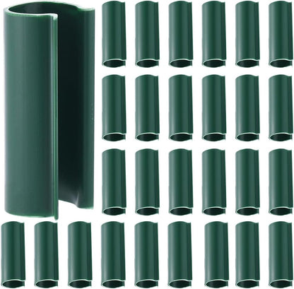 32Pcs Greenhouse PVC Pipe Clips Pool Cover Clamps Garden Row 2.4 Inch Plastic Dark Green Tube Pool Awning Pipes Covers Clamps for Shelters Garden Hoops Row Nets Bird Protection