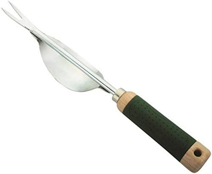 Weeding Tool - Leverage Metal Base Creates Perfect Angle for Easy Weed Removal and Deeper Digging - Sharp V Nose Digs deep to Roots - Stainless Rust Proof Steel