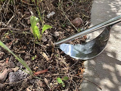 Weeding Tool - Leverage Metal Base Creates Perfect Angle for Easy Weed Removal and Deeper Digging - Sharp V Nose Digs deep to Roots - Stainless Rust Proof Steel