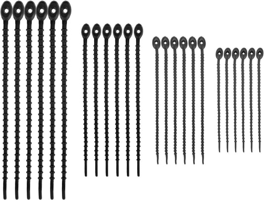 24-Pack Adjustable Plant Ties, 4.7/5.9/6.7/8.2 Inch Silicone Flexible Multi-Function Garden Twist Tie for Crafts/Gift Wrapping/Gardening Plants, Reusable Support Twine [Black]