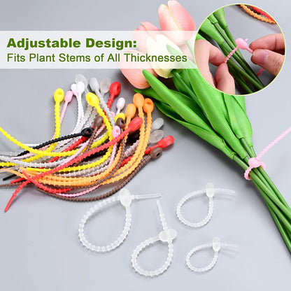 24-Pack Adjustable Plant Ties, 4.7/5.9/6.7/8.2 Inch Silicone Flexible Multi-Function Garden Twist Tie for Crafts/Gift Wrapping/Gardening Plants, Reusable Support Twine [Black]