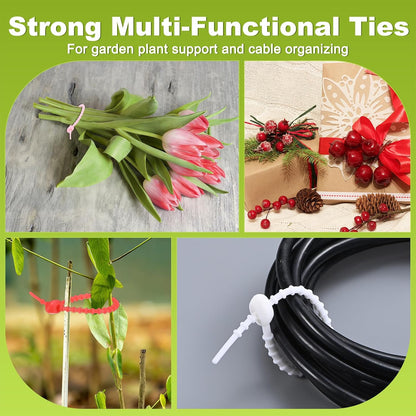 24-Pack Adjustable Plant Ties, 4.7/5.9/6.7/8.2 Inch Silicone Flexible Multi-Function Garden Twist Tie for Crafts/Gift Wrapping/Gardening Plants, Reusable Support Twine [Black]