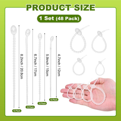 24-Pack Adjustable Plant Ties, 4.7/5.9/6.7/8.2 Inch Silicone Flexible Multi-Function Garden Twist Tie for Crafts/Gift Wrapping/Gardening Plants, Reusable Support Twine [Black]