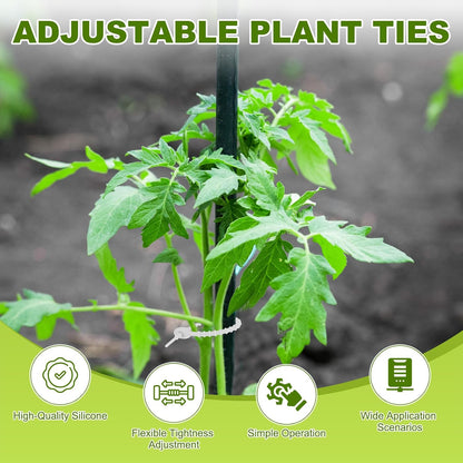 24-Pack Adjustable Plant Ties, 4.7/5.9/6.7/8.2 Inch Silicone Flexible Multi-Function Garden Twist Tie for Crafts/Gift Wrapping/Gardening Plants, Reusable Support Twine [Black]