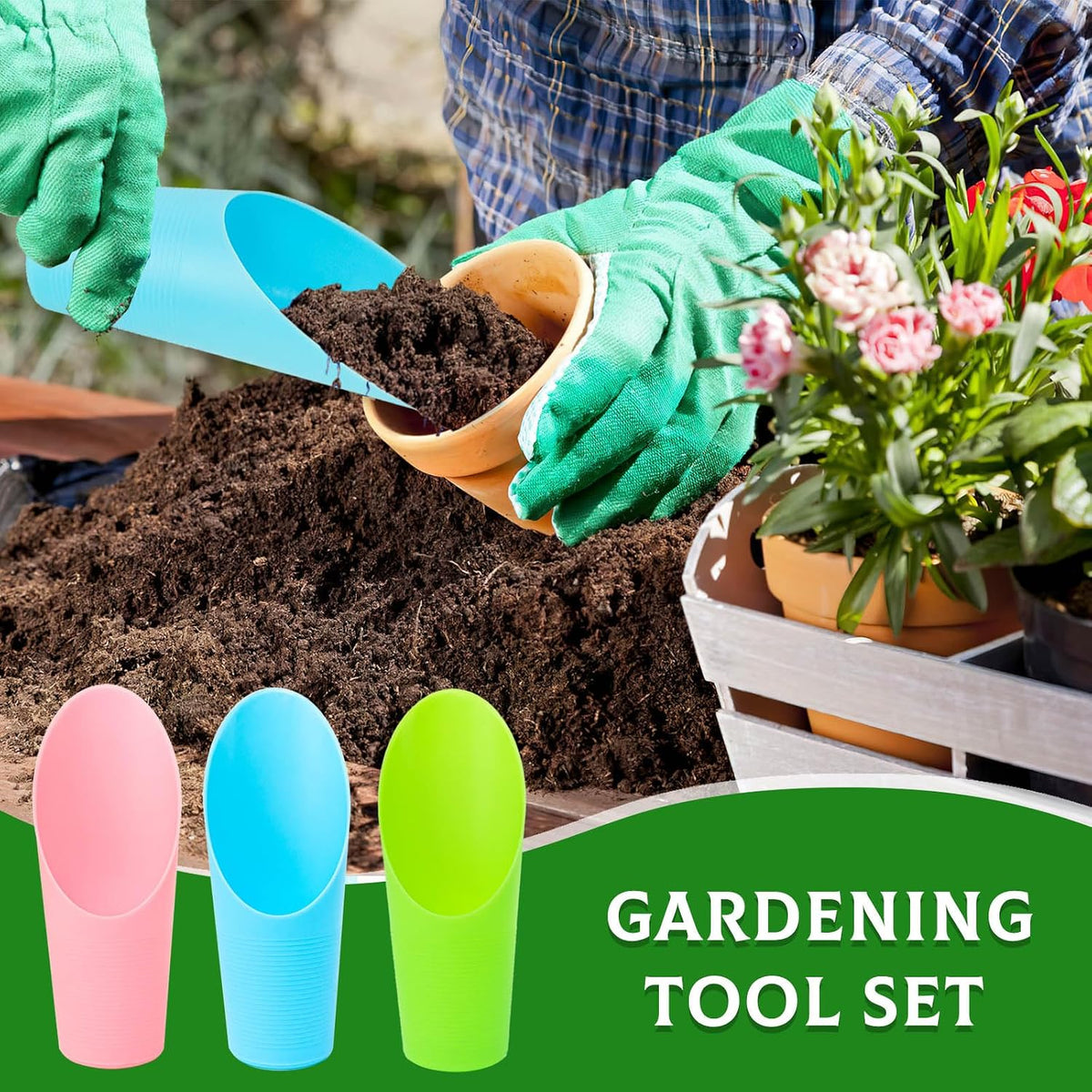 12PCS Plastic Soil Scoop for Indoor Plants, Succulent Garden Tool