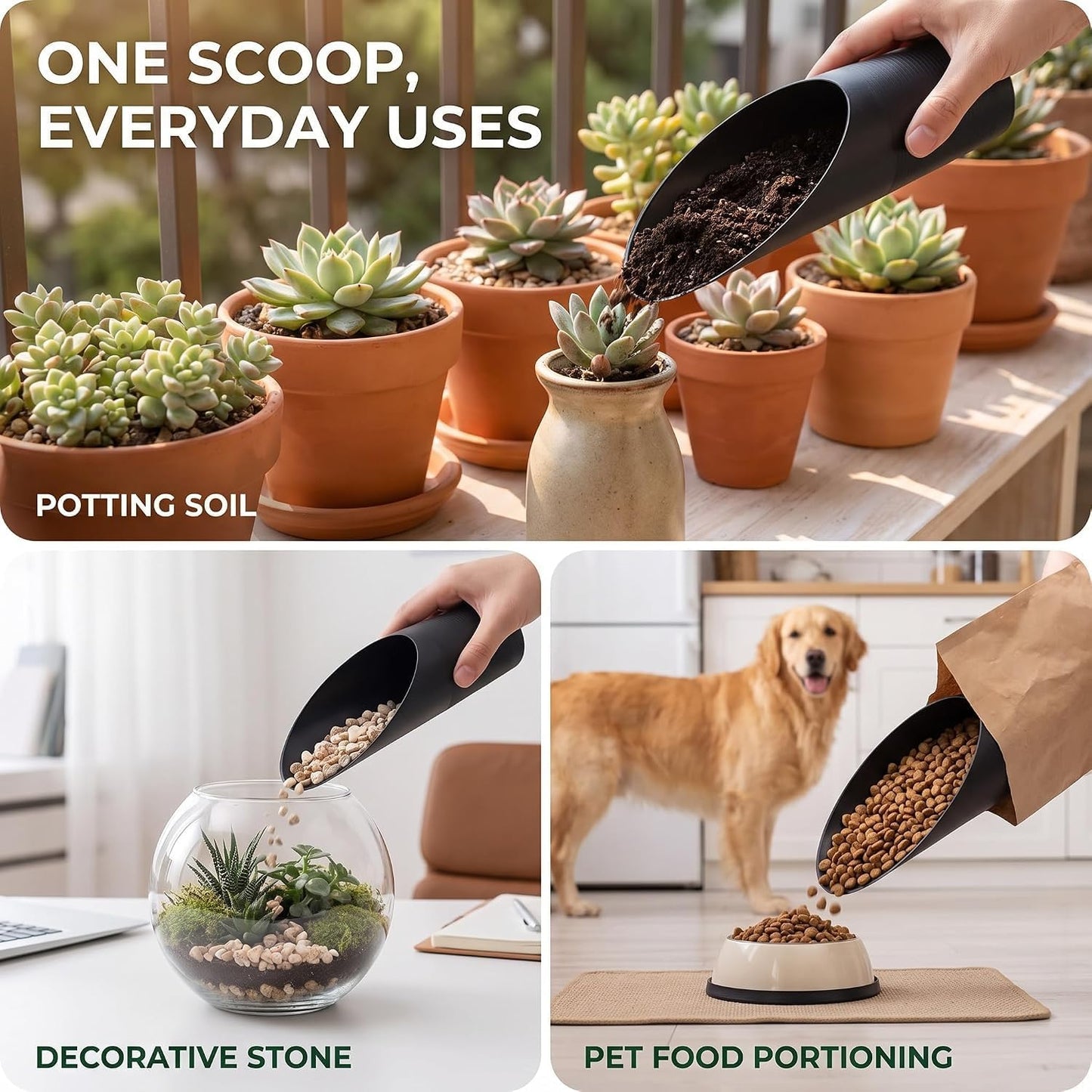 Coffee Color Bonsai Soil Scoops, Plastic Garden Soil Scoops,Garden Potted Plant Succulent Planting Tool Garden Gifts Garden Tool