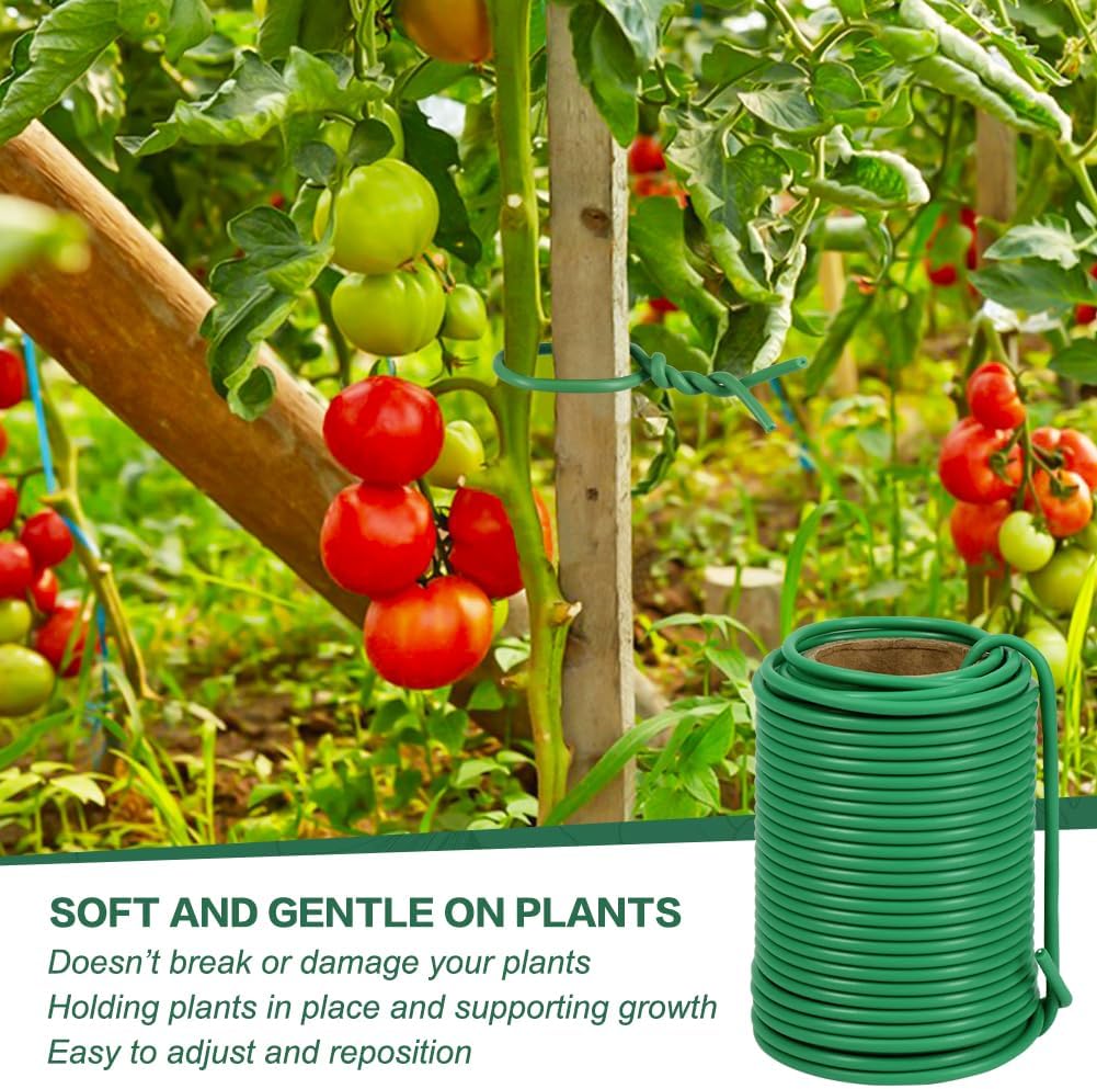 66ft 3.5mm Garden Wire Rubber Coated Green Ties for Plants