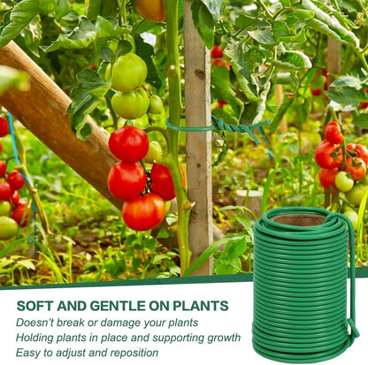 66ft 3.5mm Garden Wire Rubber Coated Green Ties for Plants