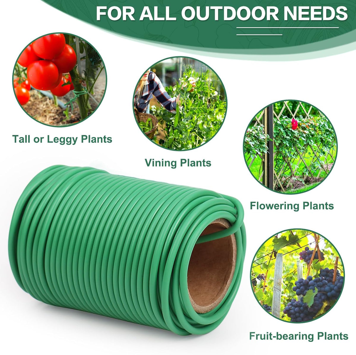 66ft 3.5mm Garden Wire Rubber Coated Green Ties for Plants