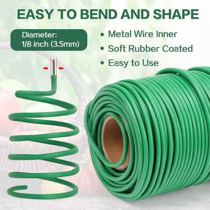 66ft 3.5mm Garden Wire Rubber Coated Green Ties for Plants