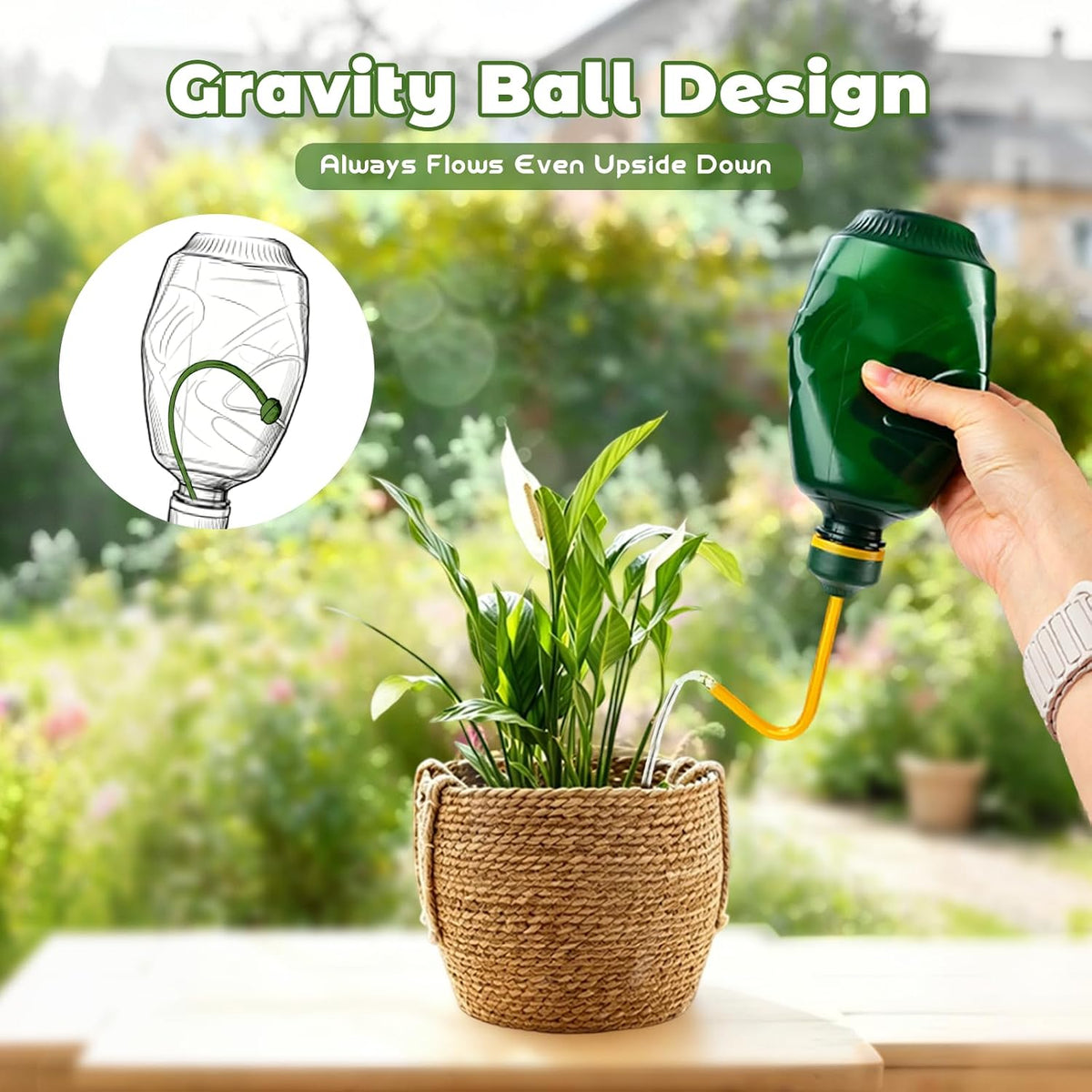 450ML Small Watering Can, 2 in 1 Spray Head for Indoor Plants, Green