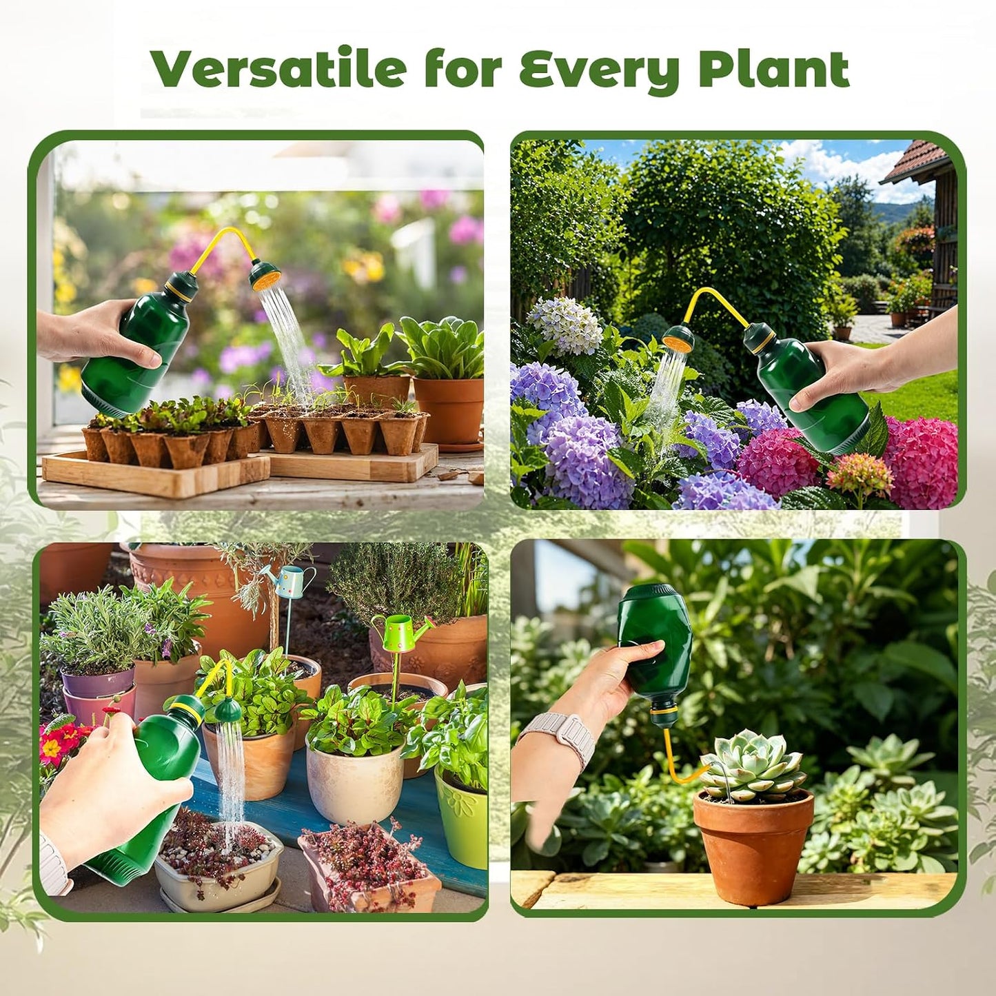 450ML Small Watering Can, 2 in 1 Spray Head for Indoor Plants, Green