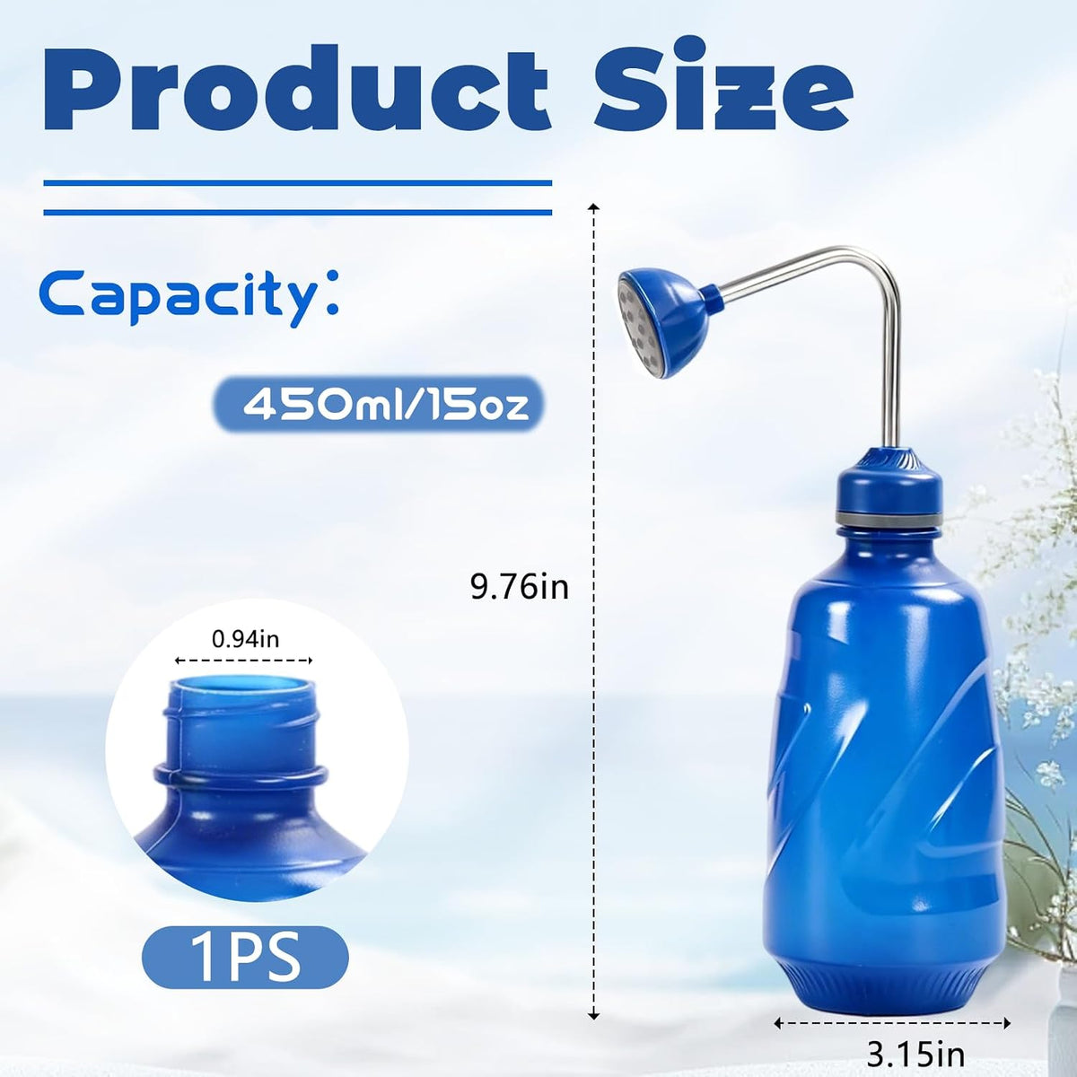 450ML Small Watering Can, 2 in 1 Spray Head for Indoor Plants, Green